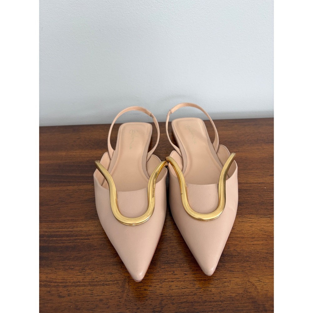 Anthropologie Guilhermina Sculptural Leather Sling Back Flats EU 38 US 7